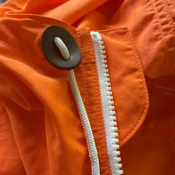 LL Bean Blaze Orange Nylon Hooded Jacket Windbreaker Size Large Regular - Picture 5 of 10